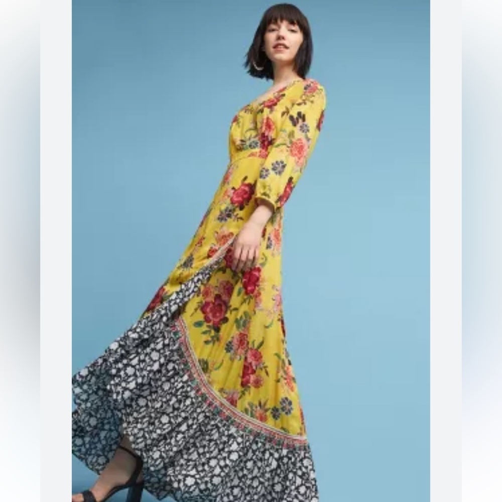 FARM Rio Yellow Floral Maxi Dress